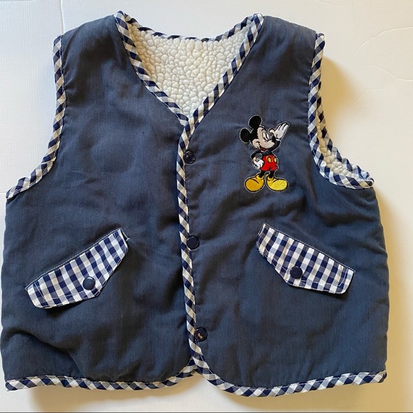 Other - Vintage Disney Mickey Sherpa/Cotton Blend Kids Double-sided Vest